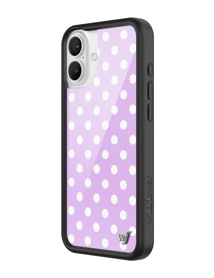 Wildflower iPhone case 16 Plus Polka Dot Lavender White Cute
