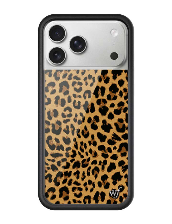 Wildflower iPhone case 17 Pro Max Meow Leopard Black Tan