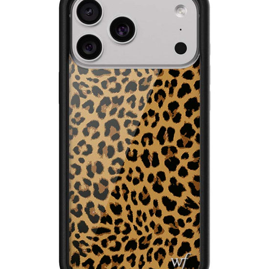 Wildflower iPhone case 17 Pro Max Meow Leopard Black Tan