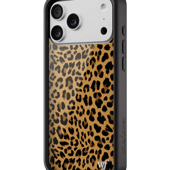 Wildflower iPhone case 17 Pro Max Meow Leopard Black Tan