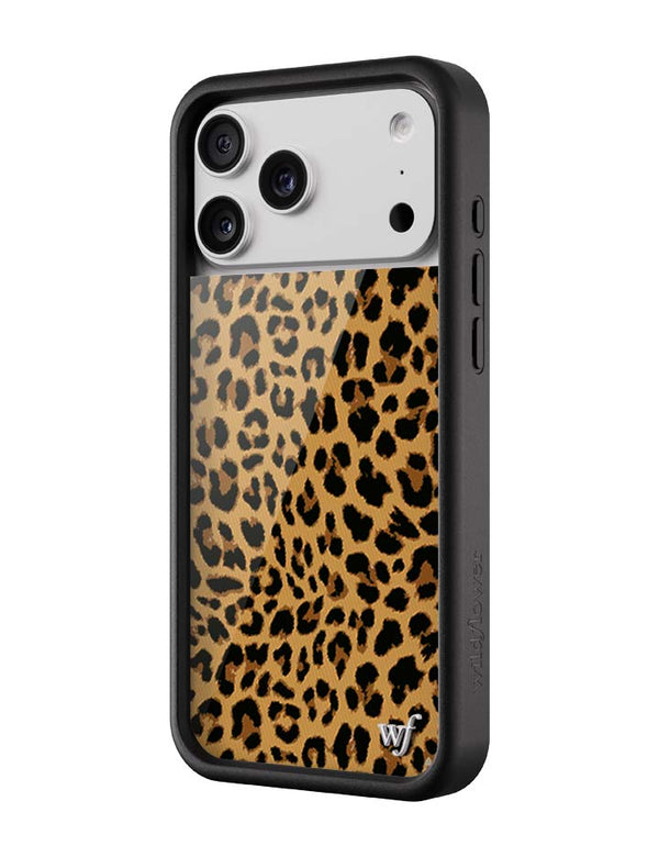 Wildflower iPhone case 17 Pro Max Meow Leopard Black Tan