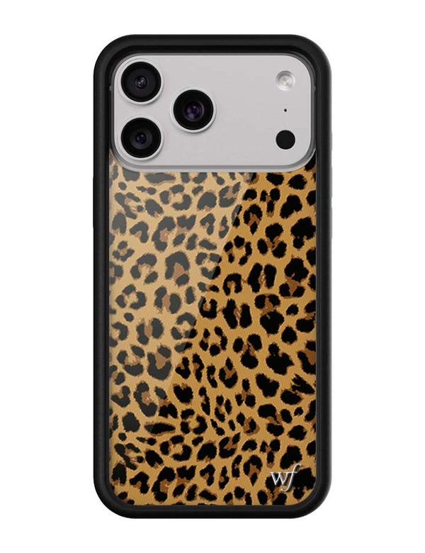 Wildflower iPhone case 18 Pro Max Meow Leopard Black Tan