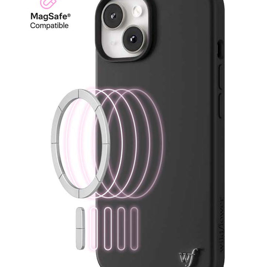 Wildflower iPhone case 14 Black MagSafe Sleek Black