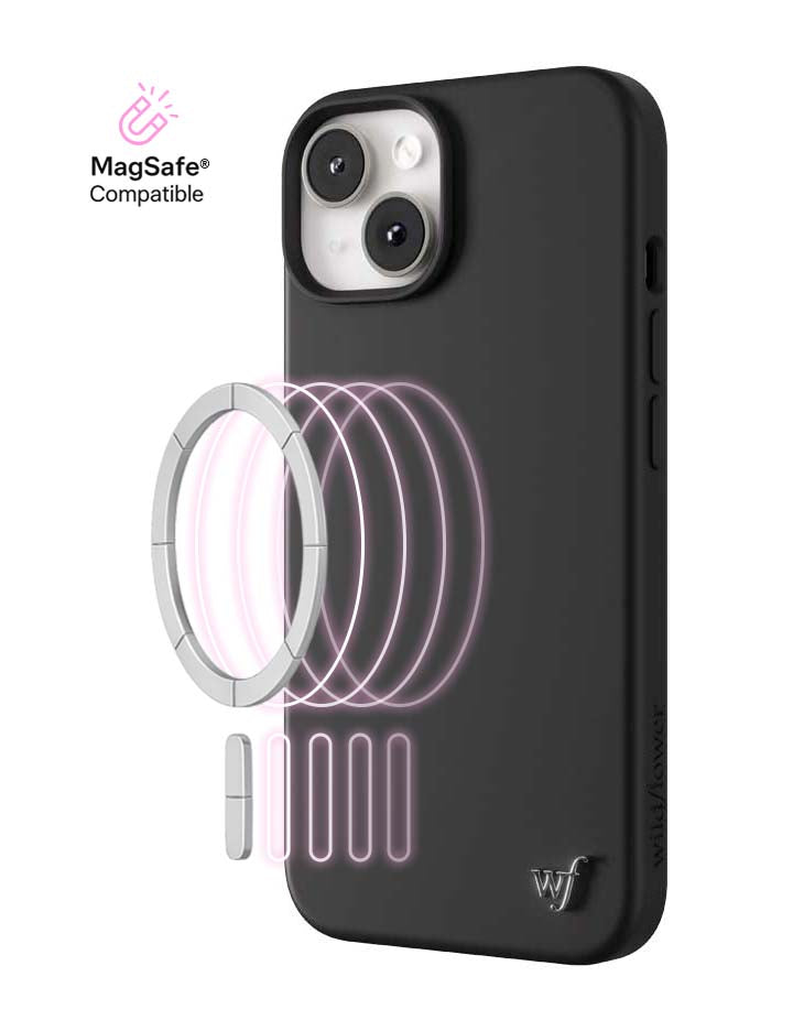 Wildflower iPhone case 14 Black MagSafe Sleek Black