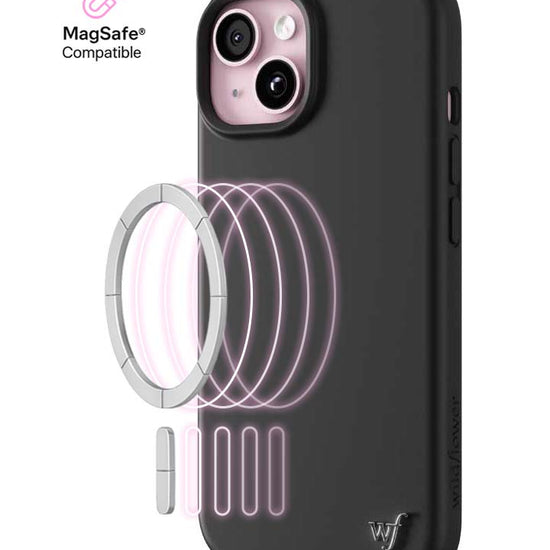 Wildflower iPhone case 15 Black MagSafe Sleek Black