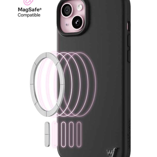 Wildflower iPhone case 15 Plus Black MagSafe Sleek Black