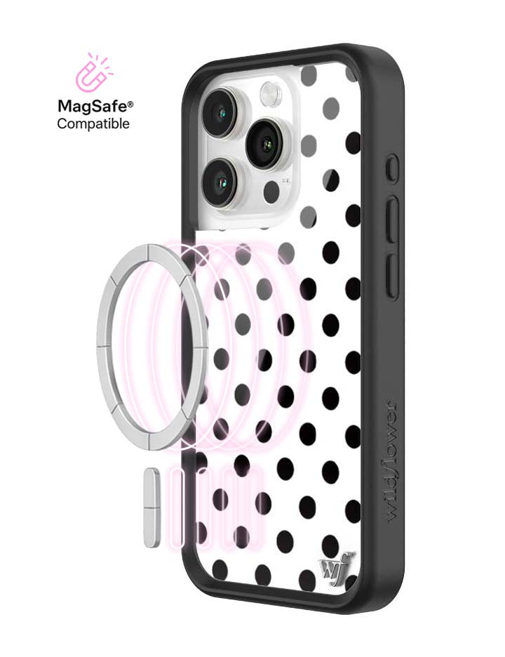 Wildflower MagSafe iPhone case 15 Pro Polka Dot White Black Cute