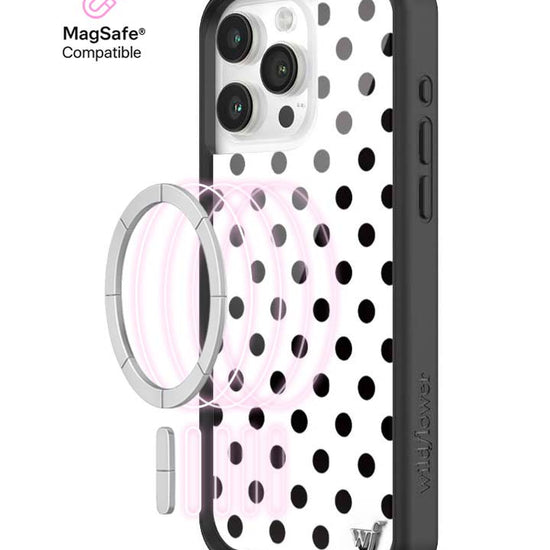 Wildflower MagSafe iPhone case 15 Pro Max Polka Dot White Black Cute