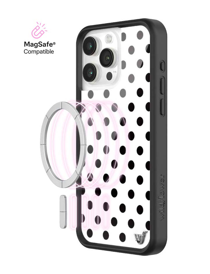 Wildflower MagSafe iPhone case 15 Pro Max Polka Dot White Black Cute