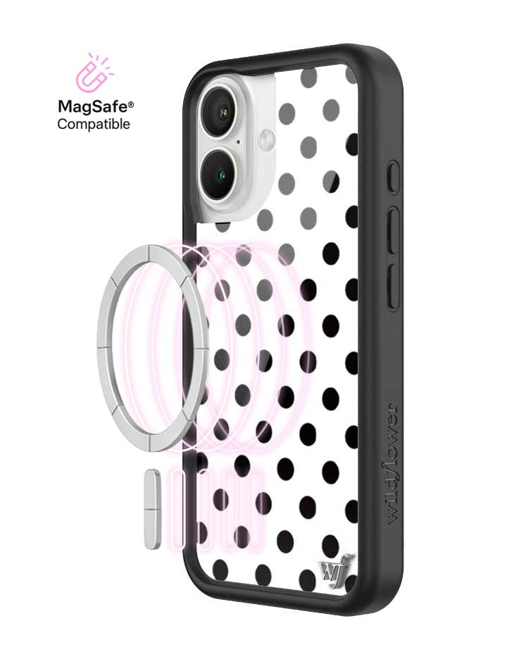 Wildflower MagSafe iPhone case 16 Polka Dot White Black Cute