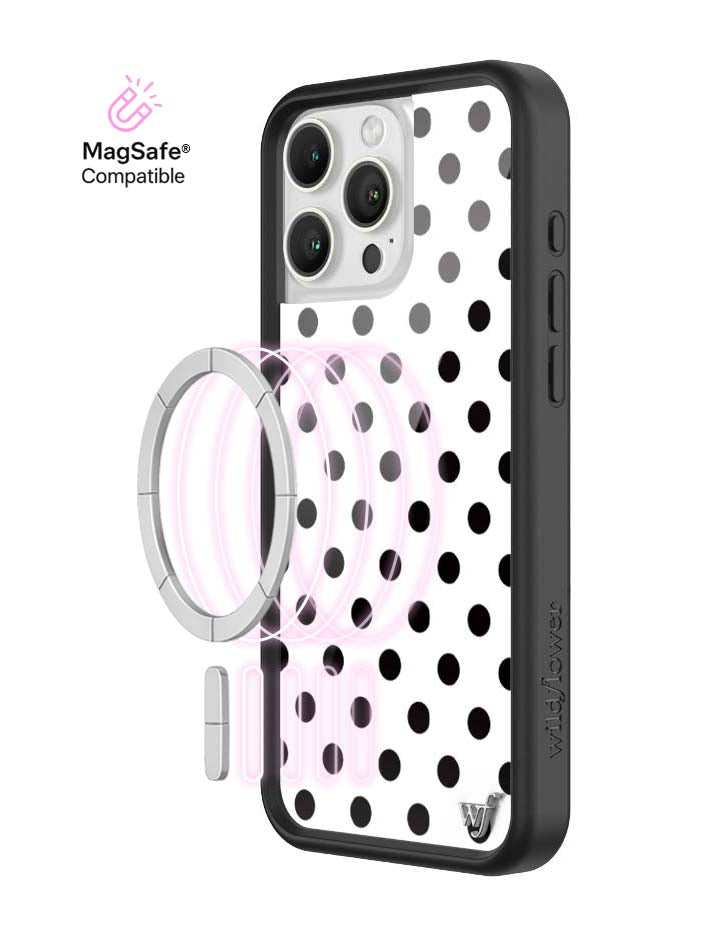 Wildflower MagSafe iPhone case 16 Pro Max Polka Dot White Black Cute