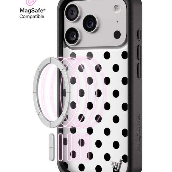 Wildflower MagSafe iPhone case 17 Pro Polka Dot White Black Cute