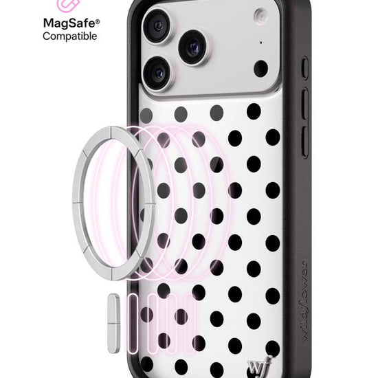 Wildflower MagSafe iPhone case 17 Pro Max Polka Dot White Black Cute