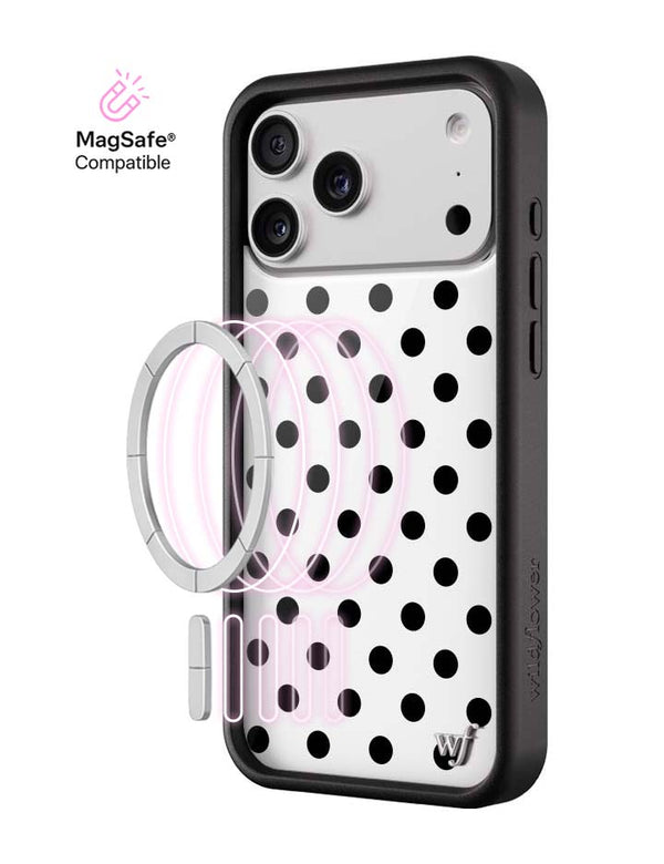 Wildflower MagSafe iPhone case 17 Pro Max Polka Dot White Black Cute