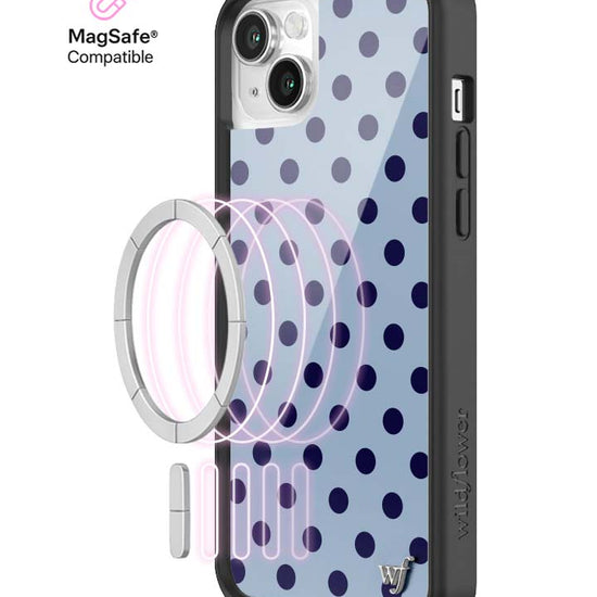 Wildflower MagSafe iPhone case 14 Polka Dot | Blue and Navy Blue Cute