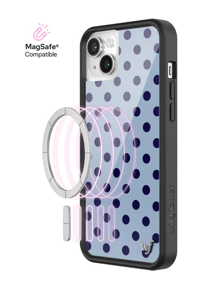 Wildflower MagSafe iPhone case 14 Polka Dot | Blue and Navy Blue Cute