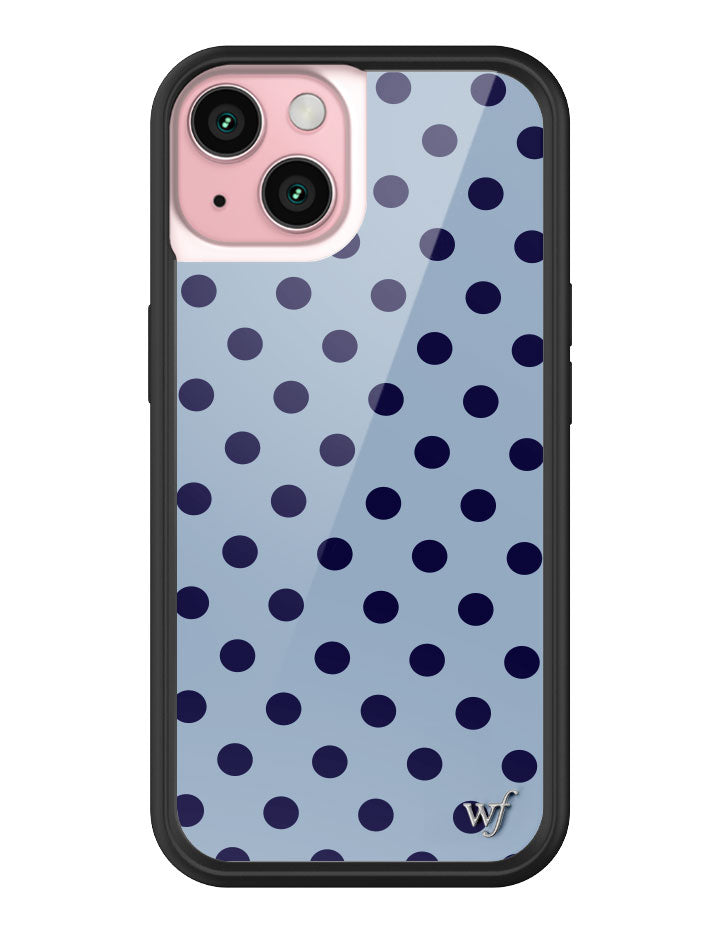 Wildflower iPhone MagSafe case 15 Polka Dot | Blue and Navy Blue Cute