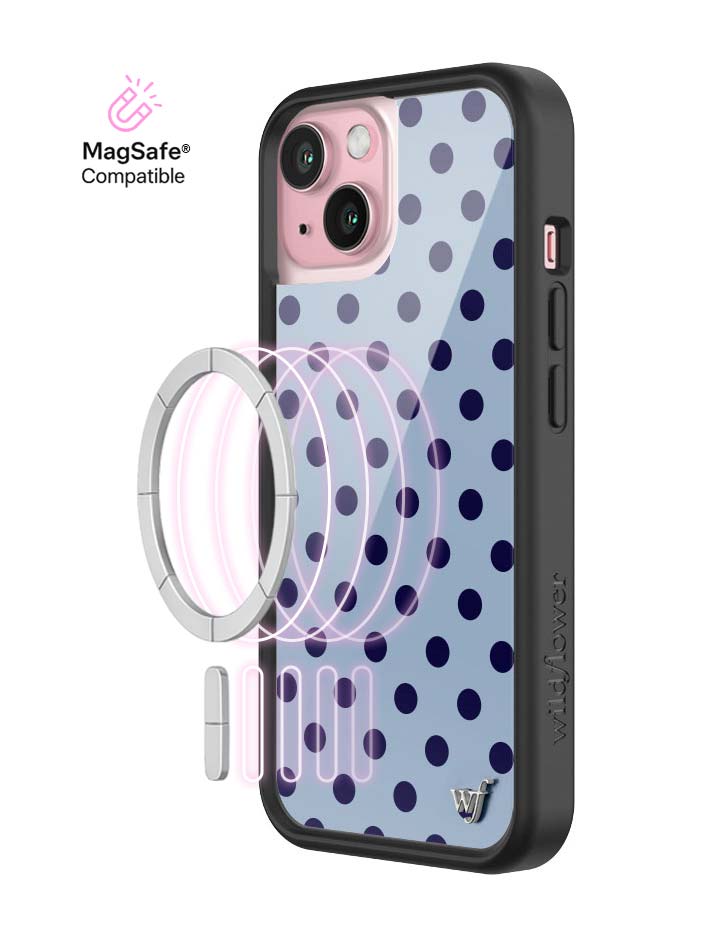 Wildflower MagSafe iPhone case 15 Polka Dot | Blue and Navy Blue Cute