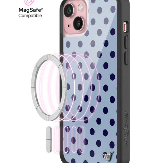 Wildflower MagSafe iPhone case 15 Plus Polka Dot | Blue and Navy Blue Cute
