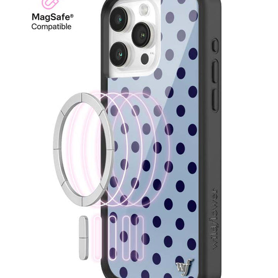 Wildflower MagSafe iPhone case 15 Pro Max Polka Dot | Blue and Navy Blue Cute