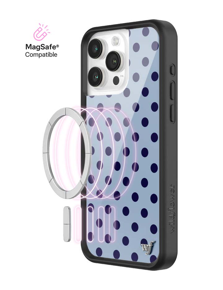 Wildflower MagSafe iPhone case 15 Pro Max Polka Dot | Blue and Navy Blue Cute