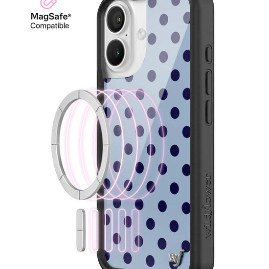 Wildflower MagSafe iPhone case 16 Polka Dot | Blue and Navy Blue Cute