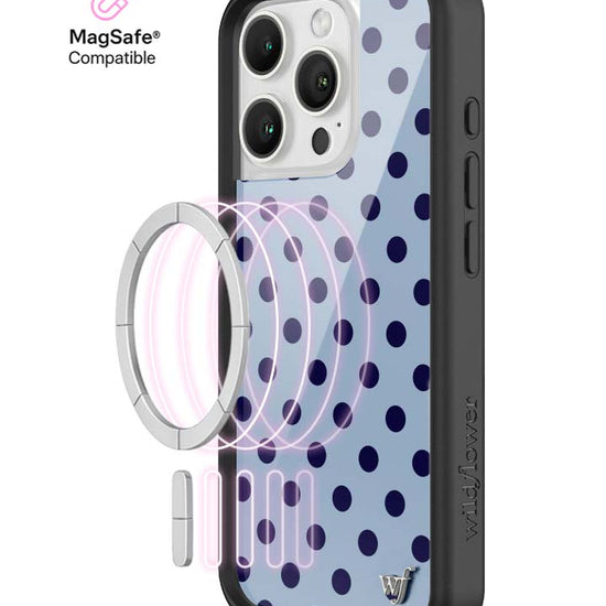 Wildflower MagSafe iPhone case 16 Pro Polka Dot | Blue and Navy Blue Cute