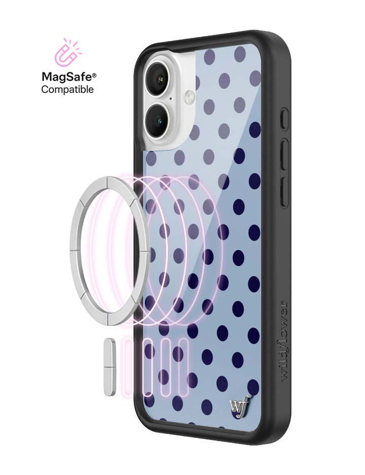 Wildflower MagSafe iPhone case 16 Plus Polka Dot | Blue and Navy Blue Cute