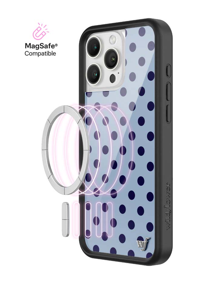 Wildflower MagSafe iPhone case 16 Pro Max Polka Dot | Blue and Navy Blue Cute