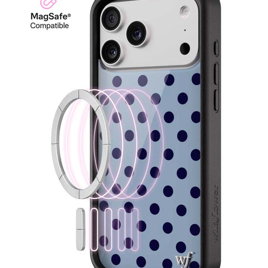 Wildflower MagSafe iPhone case 17 Pro Max Polka Dot | Blue and Navy Blue Cute