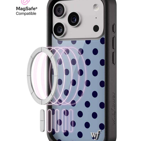 Wildflower MagSafe iPhone case 18 Pro Polka Dot | Blue and Navy Blue Cute