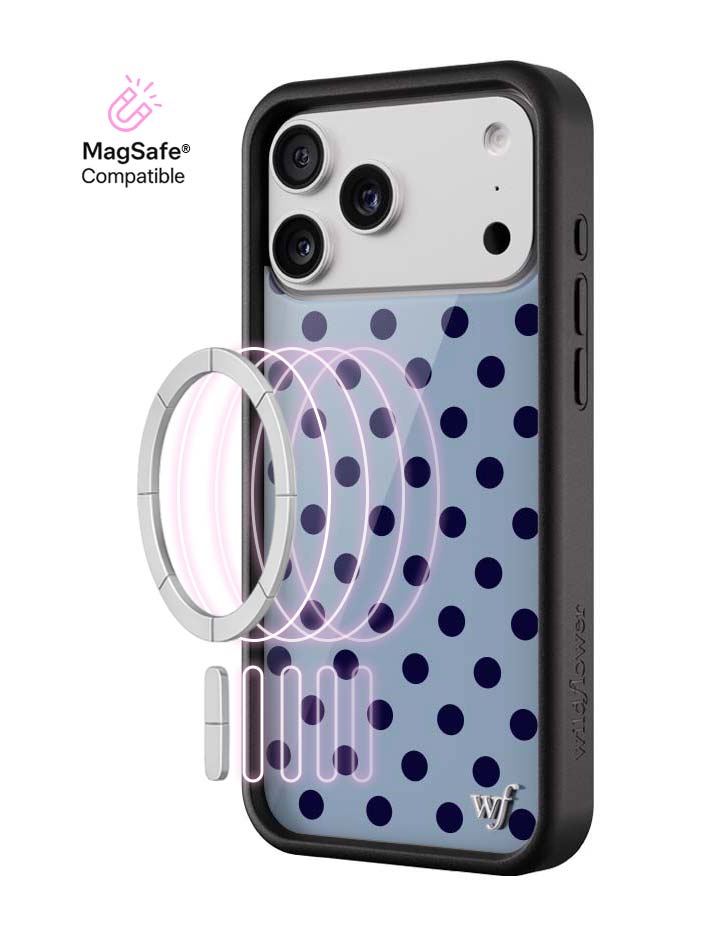 Wildflower MagSafe iPhone case 18 Pro Max Polka Dot | Blue and Navy Blue Cute