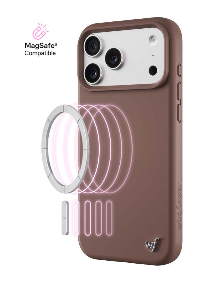 Wildflower iPhone case 18 Pro Max MagSafe Chocolate Brown Sleek Cute