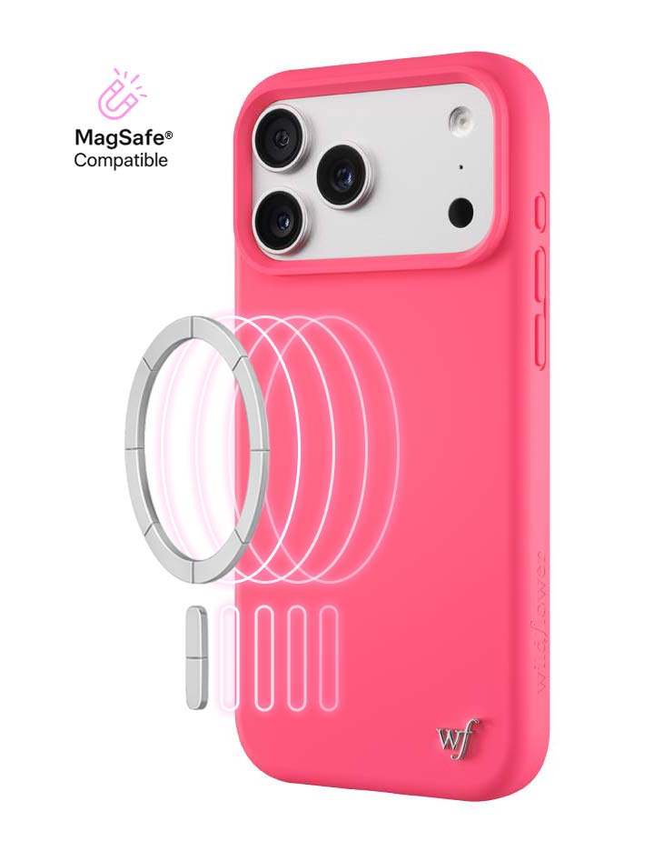 Wildflower iPhone case 18 Pro Max MagSafe Hot Pink Sleek Cute
