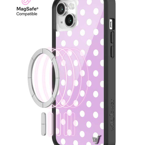 Wildflower iPhone MagSafe case 13 Polka Dot Lavender White Cute
