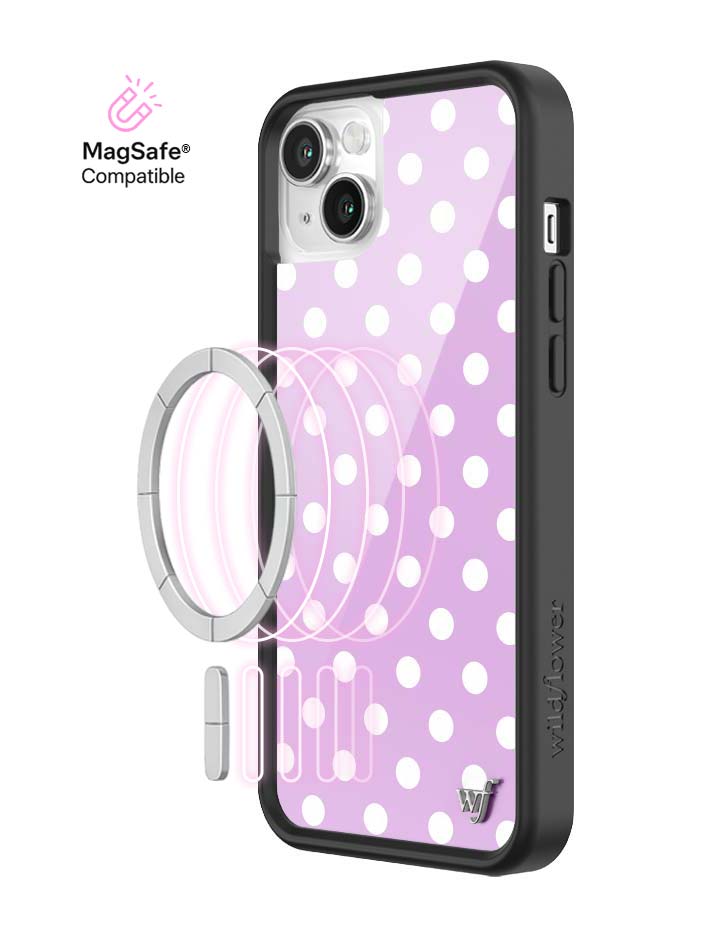 Wildflower iPhone MagSafe case 14 Polka Dot Lavender White Cute