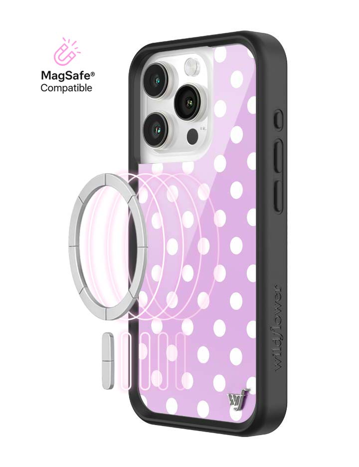 Wildflower iPhone MagSafe case 15 Pro Polka Dot Lavender White Cute