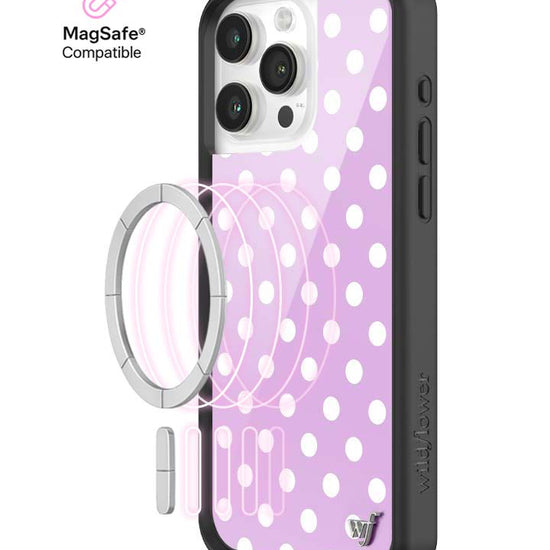 Wildflower iPhone MagSafe case 15 Pro Max Polka Dot Lavender White Cute