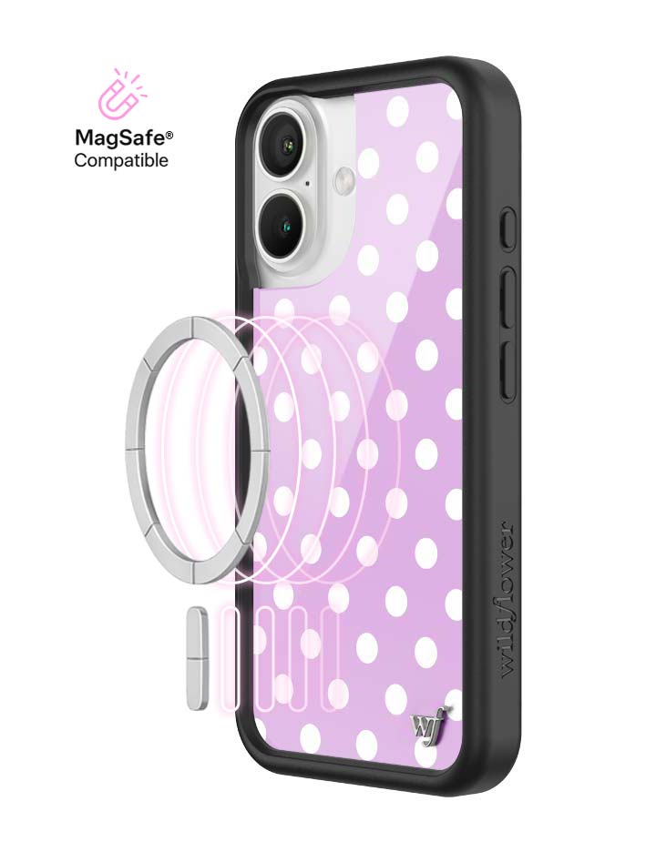 Wildflower iPhone MagSafe case 16 Polka Dot Lavender White Cute
