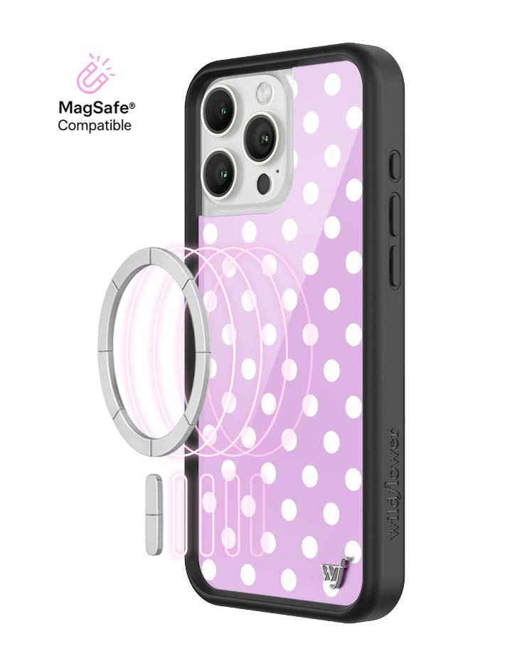 Wildflower iPhone MagSafe case 16 Pro Max Polka Dot Lavender White Cute