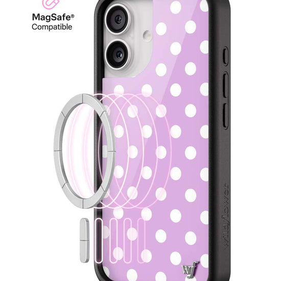 Wildflower iPhone MagSafe case 17 Polka Dot Lavender White Cute