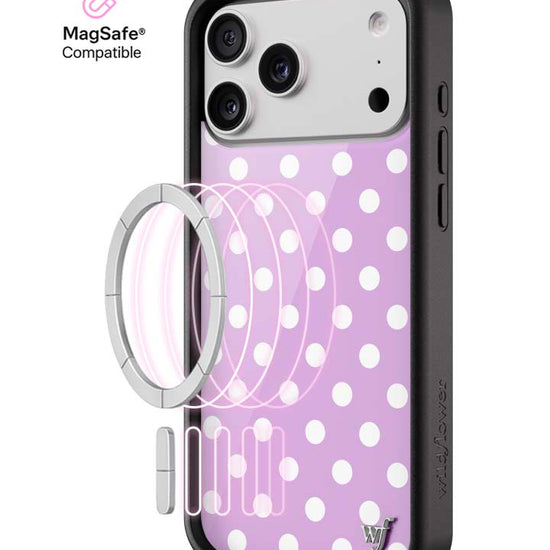 Wildflower iPhone MagSafe case 18 Pro Max Polka Dot Lavender White Cute