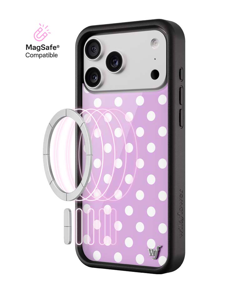 Wildflower iPhone MagSafe case 18 Pro Max Polka Dot Lavender White Cute