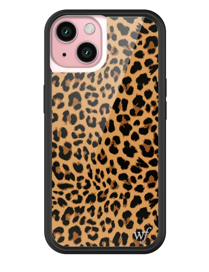 Wildflower iPhone MagSafe case 15 Meow Leopard Black Tan