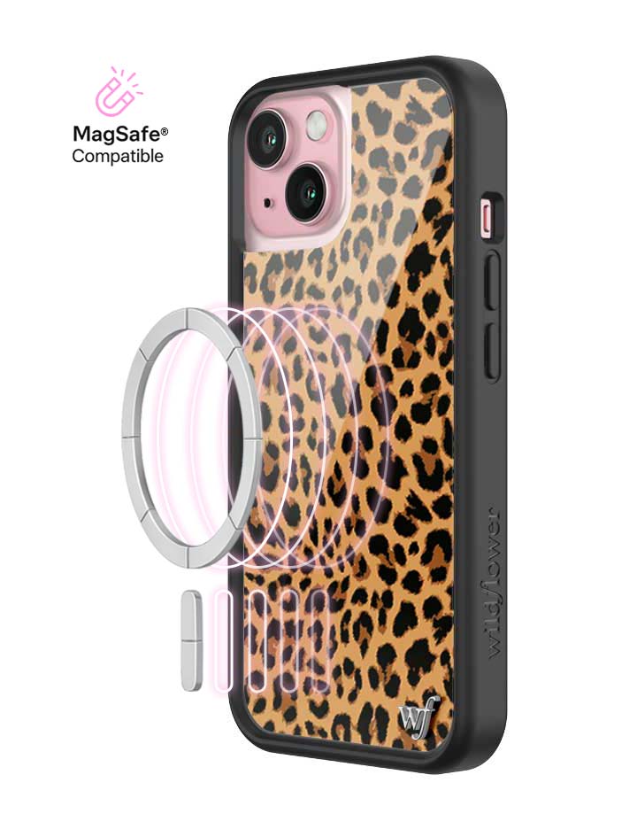 Wildflower MagSafe iPhone case 15 Meow Leopard Black Tan