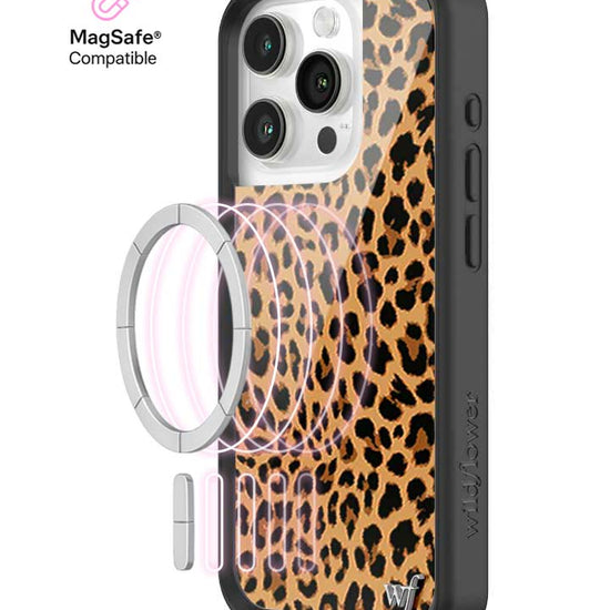 Wildflower MagSafe iPhone case 15 Pro Meow Leopard Black Tan