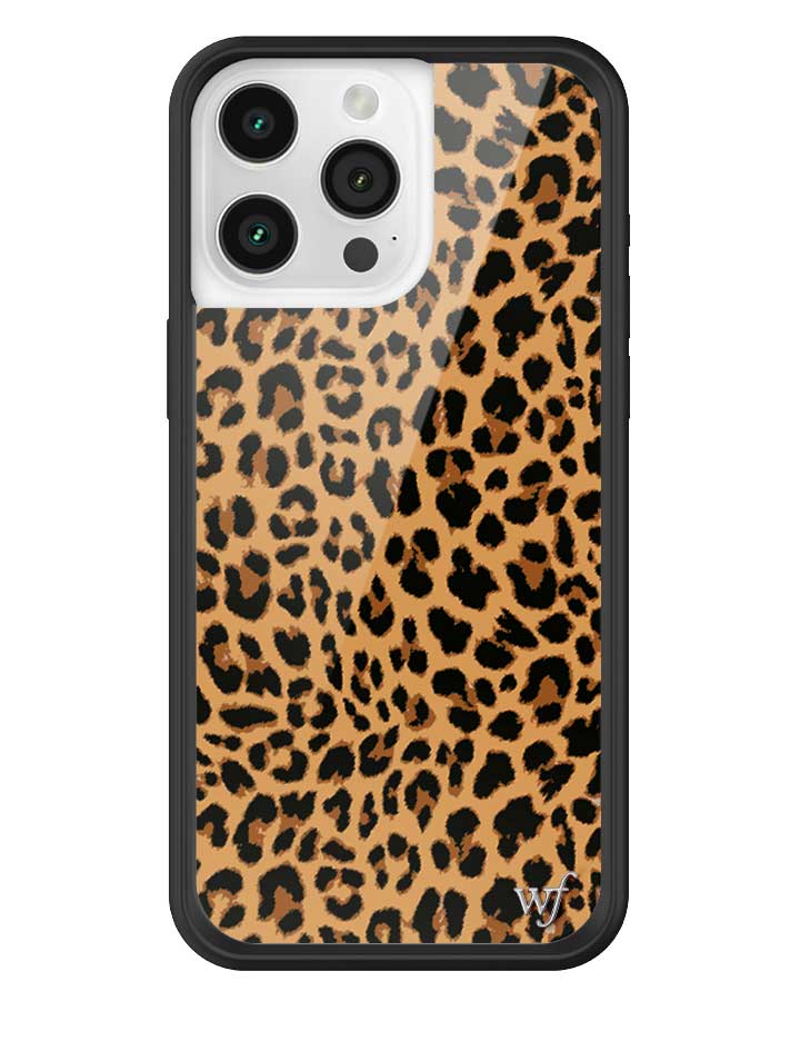 Wildflower iPhone MagSafe case 15 Pro Max Meow Leopard Black Tan