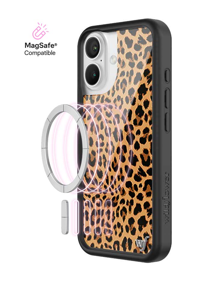 Wildflower MagSafe iPhone case 16 Meow Leopard Black Tan