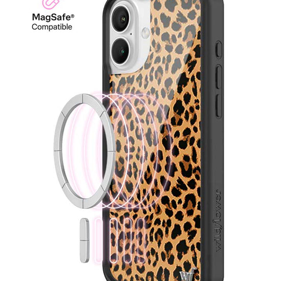 Wildflower MagSafe iPhone case 16 Plus Meow Leopard Black Tan