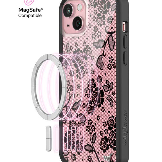 Wildflower MagSafe iPhone case 15 Plus Lace Lover Pink Cute
